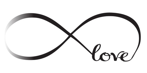 Picniva Glossy Black 22'' X 61'' Wall Stickers Bedroom Decor Infinity Symbol Word Love Vinyl Art Decal