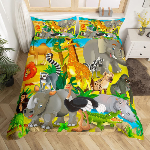 Giraffe Duvet Cover Lemur Rhino Lion Bedding Set Safari Animal Comforter Cover for Kids Boys Girls Elephant Camel Snake Hippo Zoo Theme Jungle Bedspreads Cover with 1 Pillow Case Twin Size Giraffe Duvet Cover Lemur Rhino Lion Bedding Set Safari Animal Comforter Cover for Kids Boys Girls Elephant Camel Snake Hippo Zoo Theme Jungle Bedspreads Cover with 1 Pillow Case Twin Size