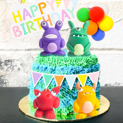 JeVenis 7 PCS Little Monster Cake Topper Monster Birthday Cake Decorations Party Supplies Monster Birthday Party Supplies Monster Party Favors