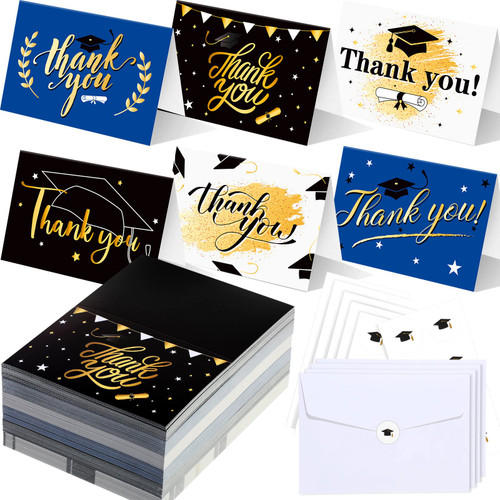 Teling 240 Set Graduation Thank You Cards with Envelopes Stickers Greeting Cards Bulk Assortment Congratulations Gift Cards College Graduation Congrats Cards for Graduation Ceremony Parties