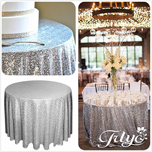 108" Round Sparkly silver Sequin Table Cloth Sequin Table Cloth,Cake Sequin Tablecloths, Sequin Linens for Wedding