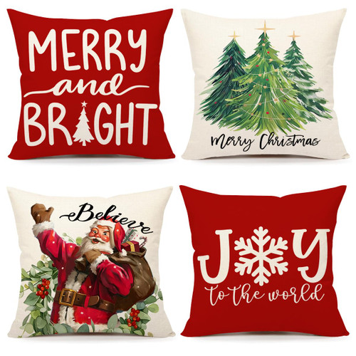 4TH Emotion Christmas Pillow Covers 18x18 Set of 4 Farmhouse Christmas Decorations Merry Christmas Tree Santa Claus Winter Holiday Decor Throw Cushion Case for Home Couch S23C08 4TH Emotion Christmas Pillow Covers 18x18 Set of 4 Farmhouse Christmas Decorations Merry Christmas Tree Santa Claus Winter Holiday Decor Throw Cushion Case for Home Couch S23C08