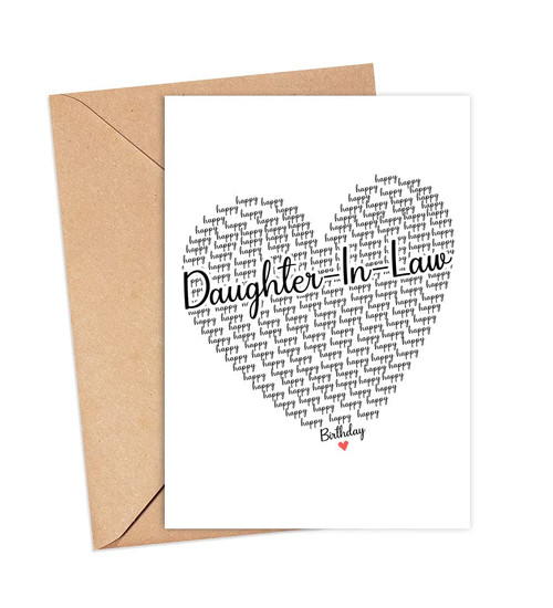 Happy Birthday Daughter-In-Law Card - Cute Happy Birthday - Birthday Greeting Card - Birthday Card For Daughter-In-Law - Thank You Card - Heart Happy Birthday Mom - I Love You Daughter-In-Law Card