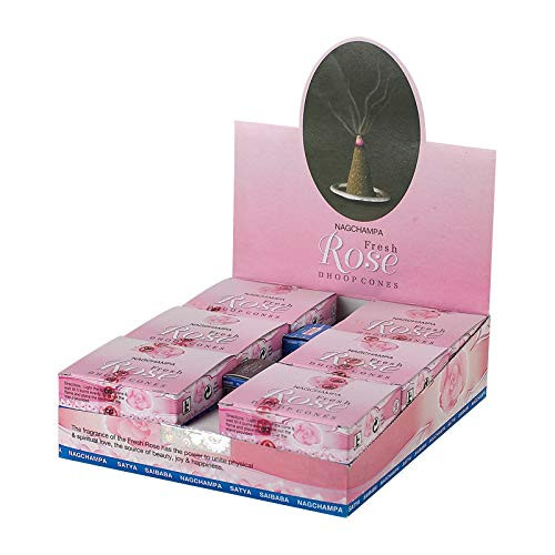 Satya Sai Baba Nag Champa Fresh Rose Incense Dhoop Cones, Pair of 12 Cone Boxes - (IN13) Satya Sai Baba Nag Champa Fresh Rose Incense Dhoop Cones, Pair of 12 Cone Boxes - (IN13)
