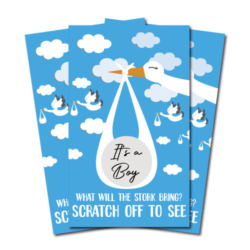 50 Gender Reveal Party Scratch Off Card, Gender Reveal Scratch off Game Cards, Baby Gender Reveal Scratch Off Cards, Gender Reveal Scratch Off Cards for Baby Showers, It's A Boy, Stork (JRM188)