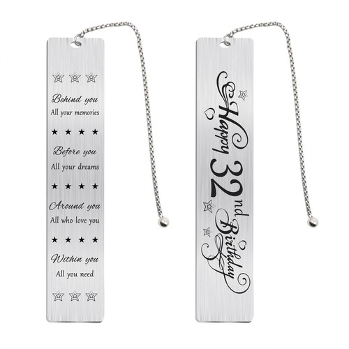 Jzxwan 32nd Birthday Gifts Card for Women Men, Happy 32 Year Old Birthday Bookmark Gift for Her Him, Personalised 32 Birthday Presents Decorations