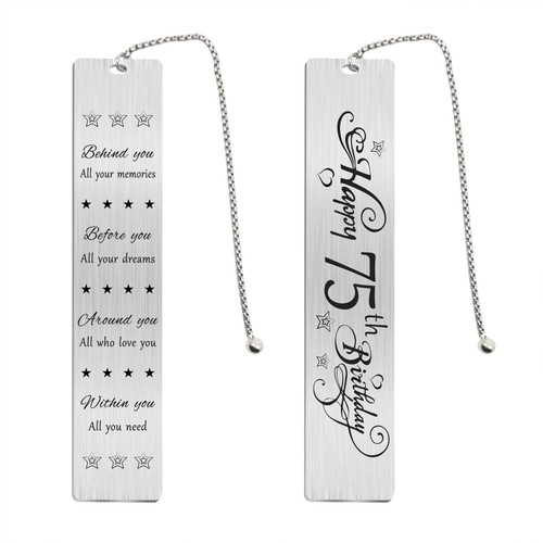 Jzxwan Happy 75th Birthday Gifts for Women Men, 75 Year Old Birthday Bookmark Gift for Her Him, 75 Birthday Presents Decorations