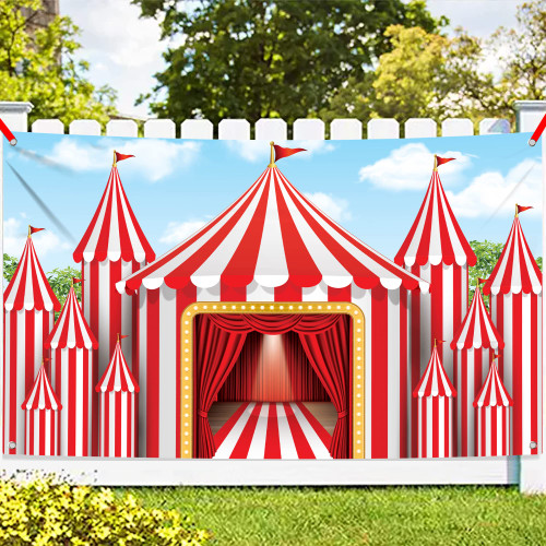 KatchOn, XtraLarge Carnival Backdrop for Carnival Decorations - 72x44 Inch | Circus Backdrop for Carnival Theme Party Decorations | Circus Theme Party Decorations | Carnival Tent Banner Decorations
