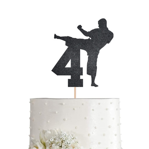 Karate 4 Cake Topper, 4th Birthday Taekwondo Taekwondo Martial Arts Boy Girl Party Supply Karate 4 Cake Topper, 4th Birthday Taekwondo Taekwondo Martial Arts Boy Girl Party Supply