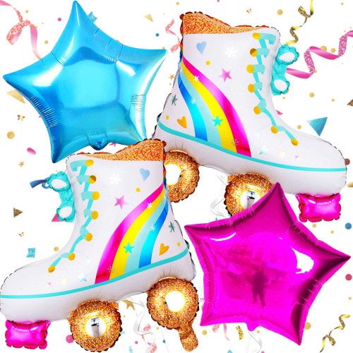 KatchOn, Roller Skate Balloon Set - 20 Inch, Pack of 4 | Roller Skate Party Decorations | Skate Balloons for Party, Roller Skating Party Supplies | Roller Skate Party Favors, 80s Party Decorations