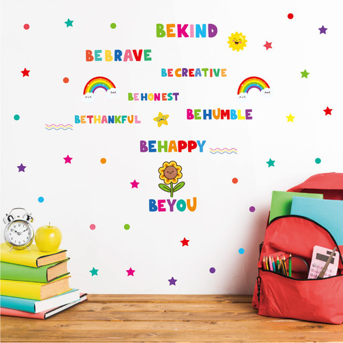 Colorful Inspirational Wall Decals Motivational Sticker Positive Saying Wall Decals Inspirational Lettering Quote Sticker for Kids Classroom Playroom Bedroom Nursery Wall Decor