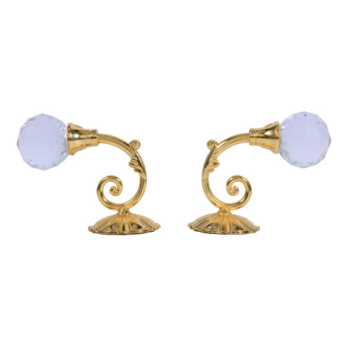 Crystal Curtain Holdback, Curtain Holders, 2X Metal Crystal Glass Curtain Holdback Wall Window Drapery Tieback Hooks Hanger Holder 4Colors(Gold)
