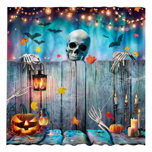 Funnytree Halloween Skull Shower Curtain Scary Horror Wood Home Bathtubs Bathroom Curtain Decoration Set 12 Hooks Washable Durable Polyester Fabric 72"x72" Funnytree Halloween Skull Shower Curtain Scary Horror Wood Home Bathtubs Bathroom Curtain Decoration Set 12 Hooks Washable Durable Polyester Fabric 72"x72"