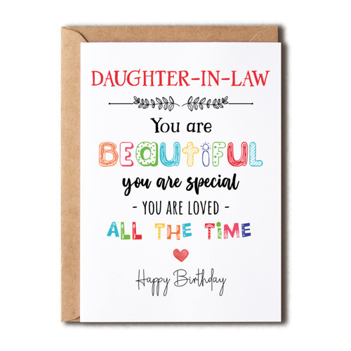 Daughter-In-Law You Are Beautiful You Are Special - Daughter-In-Law Birthday Card Poem Card For Daughter-In-Law - Birthday Card For Daughter-In-Law