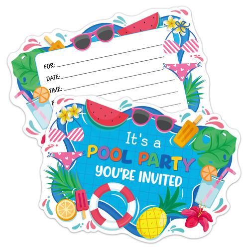 ERHACHAIJIA 15 PCS It's A Pool Party Shaped Fill-In Invitations Cards With Envelopes, Funny Birthday Party Summer Holiday Sports Party Invites for Teen Boys Girls Adults Swimming Lovers ERHACHAIJIA 15 PCS It's A Pool Party Shaped Fill-In Invitations Cards With Envelopes, Funny Birthday Party Summer Holiday Sports Party Invites for Teen Boys Girls Adults Swimming Lovers