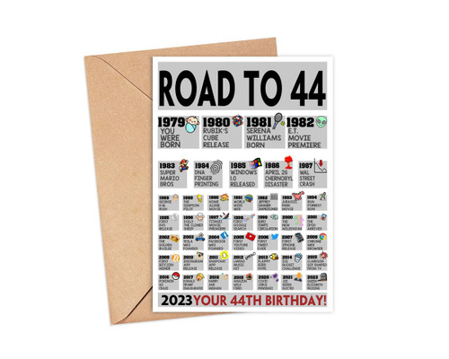 Fact 44Th Birthday Card, Funny Facts Card For 44 Year Old, 44Th Birthday Gift Greeting Card, Gift Cards For Born In 1979, Milestone Birthday Card, World Events Since 1979, Happy Birthday Card Fact 44Th Birthday Card, Funny Facts Card For 44 Year Old, 44Th Birthday Gift Greeting Card, Gift Cards For Born In 1979, Milestone Birthday Card, World Events Since 1979, Happy Birthday Card