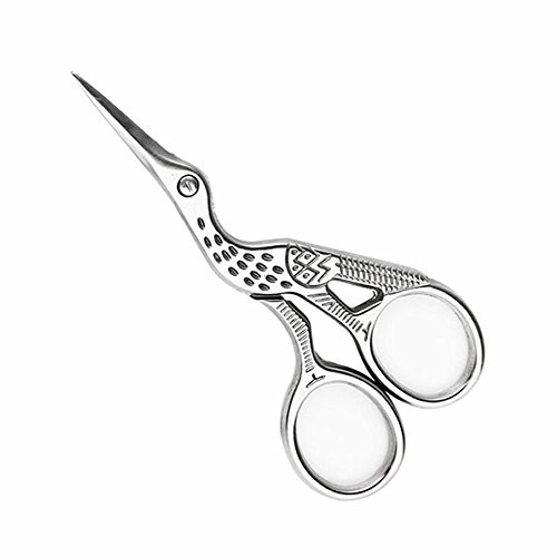 MAXGOODS 3.5" Vintage Stork Stainless Steel Embroidery Needlework Tailor Scissors for Sewing Clothes Fabric Upholstery Crafting Tailoring,Silver