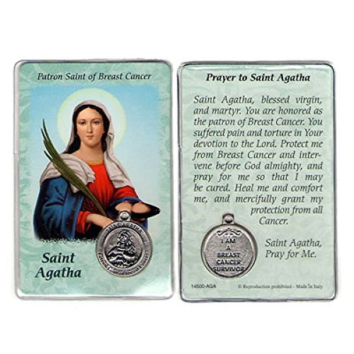 Saint St. Agatha Healing Prayer Card Laminated with Medal Patron Saint of Breast Cancer Saint St. Agatha Healing Prayer Card Laminated with Medal Patron Saint of Breast Cancer