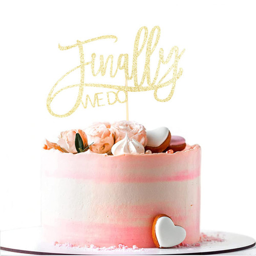Finally We Do Cake Topper - Gold Glitter Vow Renewal/Bride Shower/Engagement/Wedding Anniversary Party Decoration Supplies Finally We Do Cake Topper - Gold Glitter Vow Renewal/Bride Shower/Engagement/Wedding Anniversary Party Decoration Supplies
