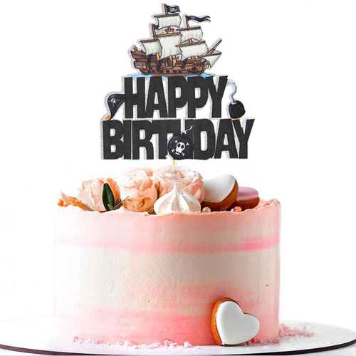 Pirate Ship Happy Birthday Cake Topper, Nautical Sail Ship Birthday Cake Decor, Pirate Themed Birthday Party Decorations for Kids Pirate Ship Happy Birthday Cake Topper, Nautical Sail Ship Birthday Cake Decor, Pirate Themed Birthday Party Decorations for Kids