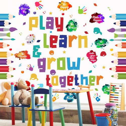 Kids Wall Decals Classroom Decals Colorful Inspirational Wall Decals Daycare Decals Playroom Wall Decor Motivational Wall Decals Positive Saying Sticker Splatter Wall Sticker?Play, Learn?