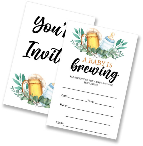 LOTHUY a Baby Is Brewing Baby Shower Party Invitations Baby Brewing Fill in Invites Cards for Baby Showers, 4"x6" (20 Invitations and Envelopes)
