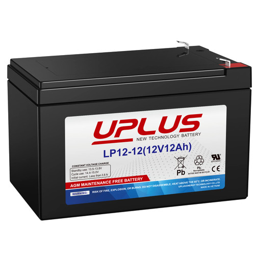 UPLUS LP12-12 12V 12Ah Rechargeable AGM Battery, DJW12-12AD Sealed Lead Acid Battery Replacement Batteries for Kids Power Wheel Jeep, Fish Finder, Mobility Scooter, UPS etc.