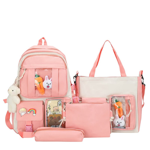 MOJIDUO Kawaii Backpack Pins Accessorie 4Pcs Set Cute Kawaii Rucksack for School Bag Cute Aesthetic Backpack