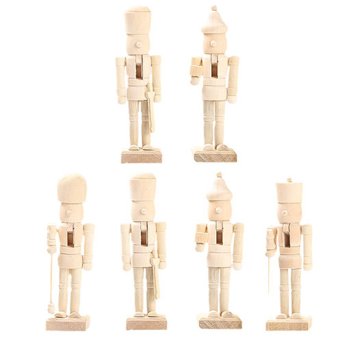 ABOOFAN 6Pcs Christmas Wooden Unfinished Nutcracker Figurines DIY Blank Unpainted Nutcracker Puppet Walnut Soldier Ornament Decoration ABOOFAN 6Pcs Christmas Wooden Unfinished Nutcracker Figurines DIY Blank Unpainted Nutcracker Puppet Walnut Soldier Ornament Decoration