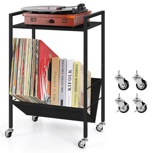 Record Player Stand with Storage 2-Tier Vinyl Record Holder Turntable Stand with Record Storage Record Table with Album Storage for Living Room Bedroom Office Up to 80 LP, Black Record Player Stand with Storage 2-Tier Vinyl Record Holder Turntable Stand with Record Storage Record Table with Album Storage for Living Room Bedroom Office Up to 80 LP, Black