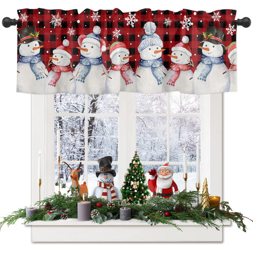 Christmas Snowman Valances Windows Curtain Kitchen Valances Rod Pocket Black Buffalo Check Plaid Window Curtain Treatment Short Topper Curtains For Winter Holiday Christmas Decor 1 Panel,54x18 inches Christmas Snowman Valances Windows Curtain Kitchen Valances Rod Pocket Black Buffalo Check Plaid Window Curtain Treatment Short Topper Curtains For Winter Holiday Christmas Decor 1 Panel,54x18 inches