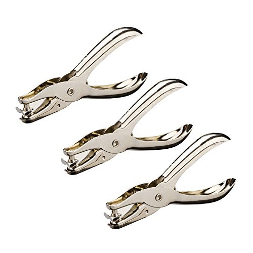 YEJI 1/ 4 Inch Holes, 3 Pack,Metal Hole Punchers Single Hole Silve Punch Paper Puncher Ticket for School, Home and Office