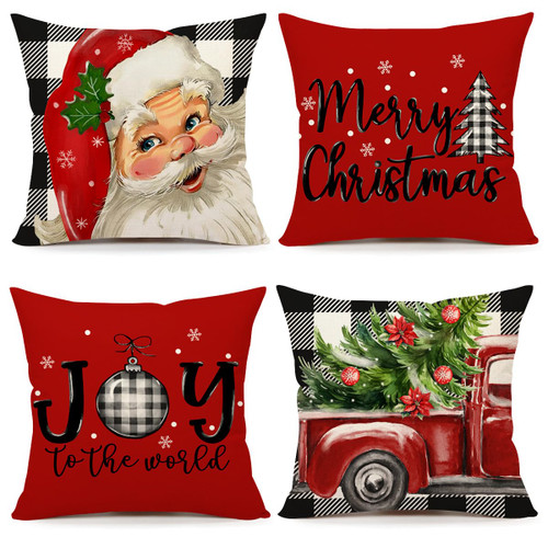 4TH Emotion Buffalo Christmas Pillow Covers 18x18 Set of 4 Farmhouse Christmas Decorations Merry Christmas Tree Truck Santa Claus Winter Holiday Decor Throw Cushion Case for Home Couch S23C12 4TH Emotion Buffalo Christmas Pillow Covers 18x18 Set of 4 Farmhouse Christmas Decorations Merry Christmas Tree Truck Santa Claus Winter Holiday Decor Throw Cushion Case for Home Couch S23C12