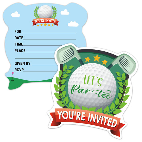 ERHACHAIJIA 15 PCS Let's Par-Tee Golf Shaped Fill-In Invitations Cards With Envelopes, Funny Birthday Party Sports Party Baby Shower Golf Party Invites for Boys Girls Adults Golf Lover ERHACHAIJIA 15 PCS Let's Par-Tee Golf Shaped Fill-In Invitations Cards With Envelopes, Funny Birthday Party Sports Party Baby Shower Golf Party Invites for Boys Girls Adults Golf Lover