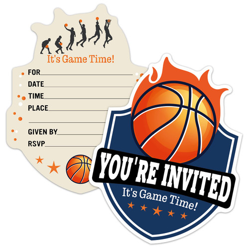 ERHACHAIJIA 15 PCS Fire Basketball Shaped Fill-In Invitations Cards With Envelopes, Funny Birthday Party Sports Party Baby Shower Invites for Boys Girls Adults Basketball Lovers-It's Game Time ERHACHAIJIA 15 PCS Fire Basketball Shaped Fill-In Invitations Cards With Envelopes, Funny Birthday Party Sports Party Baby Shower Invites for Boys Girls Adults Basketball Lovers-It's Game Time