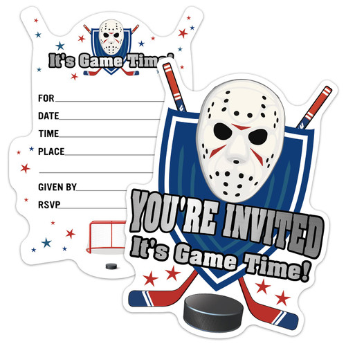 ERHACHAIJIA 15 PCS Ice Hockey Mask Shaped Fill-In Invitations Cards With Envelopes, Funny Birthday Party Sports Party Baby Shower Invites for Boys Girls Adults Hockey Lovers-It's Game Time ERHACHAIJIA 15 PCS Ice Hockey Mask Shaped Fill-In Invitations Cards With Envelopes, Funny Birthday Party Sports Party Baby Shower Invites for Boys Girls Adults Hockey Lovers-It's Game Time