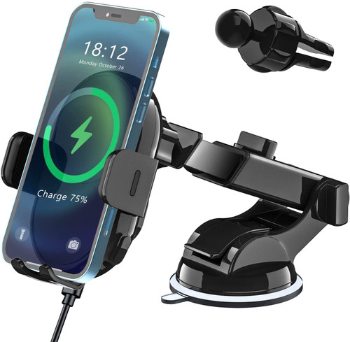 SUPERNIGHT Wireless Car Charger, 15W Qi Fast Charging Auto Clamping Phone Holder Mount on Air Vent & Dashboard for iPhone Samsung Galaxy etc, Wireless Auto-Sensing Charger Phone Holder SUPERNIGHT Wireless Car Charger, 15W Qi Fast Charging Auto Clamping Phone Holder Mount on Air Vent & Dashboard for iPhone Samsung Galaxy etc, Wireless Auto-Sensing Charger Phone Holder