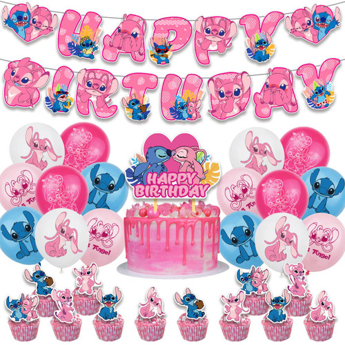 Pink Lilo and Stitch Birthday Party Supplies, Lilo and Stitch Party Decorations Included Birthday banner, Cake Topper, Cupcake Topper, Balloons Pink Lilo and Stitch Birthday Party Supplies, Lilo and Stitch Party Decorations Included Birthday banner, Cake Topper, Cupcake Topper, Balloons