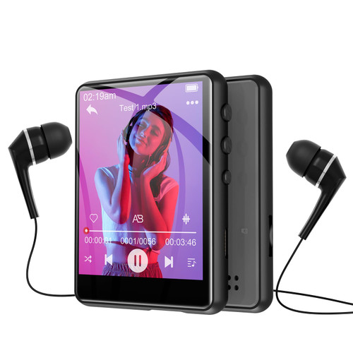 64GB MP3 Player with Bluetooth 5.0, 2.4" Full Touch Screen Portable Music Player, Lossless Sound Digital Audio Player Built-in HD Speaker, FM Radio, Player Case Earphones Included(Space Black)