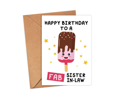 Happy Birthday To A Fab Sister-In-Law Card - Greeting Card - Happy Birthday Card - Fab Birthday Gift For Her - Fab Sister-In-Law Card - Fab Birthday For Sister-In-Law Card - Funny Birthday Card