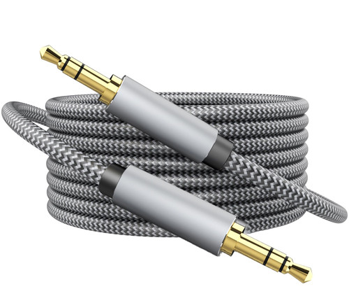 MORELECS AUX Cable, 3.5mm Auxiliary Audio Cable 15ft Nylon Braided Male to Male AUX Cord Compatible for Headphones, iPods, iPhones, iPads, Home/Car Stereos and More