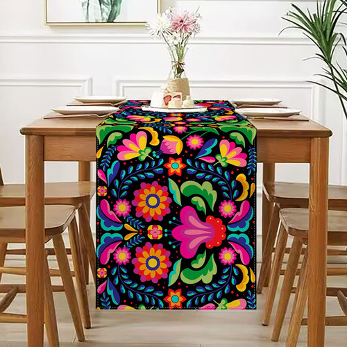 ROMANKAS Mexican Table Runners 13x72 Inch Linen Mexican Fiesta Table Runner Colorful Cinco De Mayo Tablecloth Dia De Los Muertos Runners Mexican Table Covers for Mexican Party Dining Home Decor ROMANKAS Mexican Table Runners 13x72 Inch Linen Mexican Fiesta Table Runner Colorful Cinco De Mayo Tablecloth Dia De Los Muertos Runners Mexican Table Covers for Mexican Party Dining Home Decor