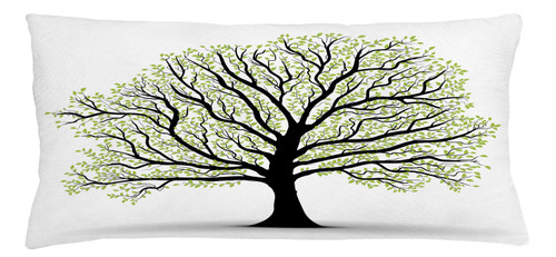 Ambesonne Tree of Life Throw Pillow Cushion Cover, Big Old Leaves and Branches Nature Growth Ecology Themed Artwork, Decorative Square Accent Pillow Case, 36" X 16", White Black
