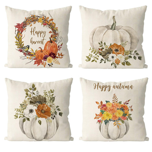 Fall Pillow Covers 18x18 inch Set of 4 for Fall Decor Pumpkin Autumn Harvest Outdoor Fall Pillows Decorative Throw Pillows Farmhouse Thanksgiving Decorations Fall Pillow Covers 18x18 inch Set of 4 for Fall Decor Pumpkin Autumn Harvest Outdoor Fall Pillows Decorative Throw Pillows Farmhouse Thanksgiving Decorations