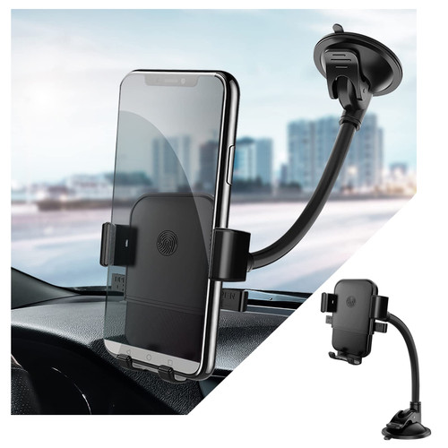 Miytsya Car Phone Holder Mount, Flexible Gooseneck Long Arm, Phone Mount for Car Holder Dashboard Windshield, Washable Strong Suction Cup, Cell Phone Holder Car Mount (Black)