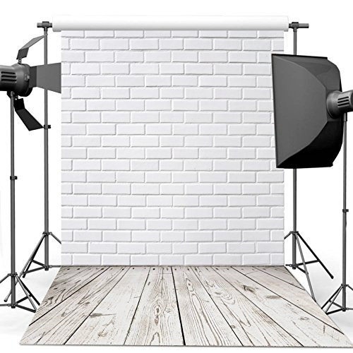 Dudaacvt 10x10ft Vinyl Photography Background White Brick Wall Wood Floor Theme Backdrops Photo Studio Backdrop Props MQ0061010