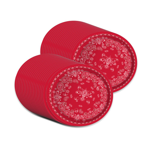7" Red Bandana Western Dessert Paper Plates Red Bandanas Paisley Print Round Disposable Dinner Paper Plates Set Western Cowboy Theme Paper Plates Baby Shower Birthday Party Supplies, Pack of 24 7" Red Bandana Western Dessert Paper Plates Red Bandanas Paisley Print Round Disposable Dinner Paper Plates Set Western Cowboy Theme Paper Plates Baby Shower Birthday Party Supplies, Pack of 24