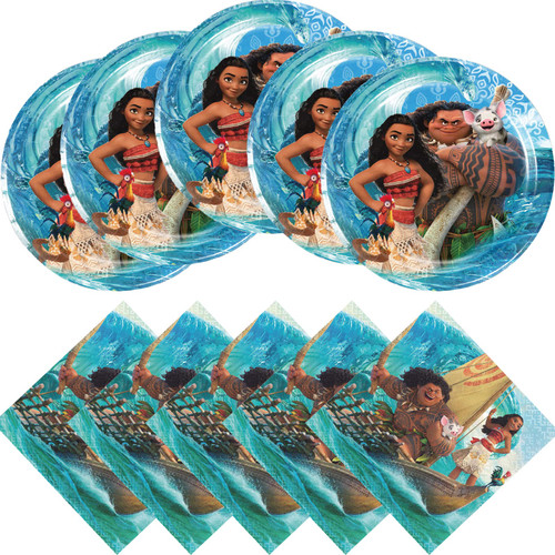 XHSSF Moana Birthday Party Supplies, 20 Plates and 20 Napkins, for Moana Theme Birthday Party Decorations