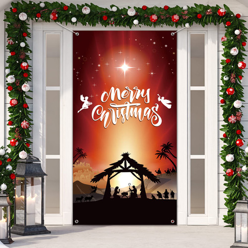 Christmas Nativity Door Cover Decoration Jesus Holy Night Christmas Fabric Door Cover Porch Sign Nativity Scene Religious Orange Red Front Door Hanging Banner Backdrop for Holiday Christmas 71x35inch Christmas Nativity Door Cover Decoration Jesus Holy Night Christmas Fabric Door Cover Porch Sign Nativity Scene Religious Orange Red Front Door Hanging Banner Backdrop for Holiday Christmas 71x35inch
