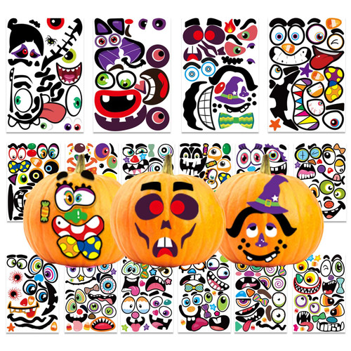 16 Sheet Halloween Pumpkin Decorating Stickers,Pumpkin Craft Stickers,Make 64 Faces Pumpkin Decorating Stickers,Make Jack-O-Lantern Face Decals for Pumpkins and Squashes 16 Sheet Halloween Pumpkin Decorating Stickers,Pumpkin Craft Stickers,Make 64 Faces Pumpkin Decorating Stickers,Make Jack-O-Lantern Face Decals for Pumpkins and Squashes